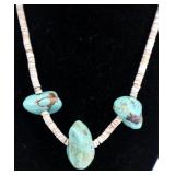 Heishi Necklace w Large Turquoise Stones