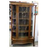 Beautiful Antique Display Cabinet Curved Glass Key