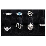 7 Sterling Silver Rings Lot