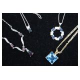 4 Sterling Silver 925 & Gemstone Necklaces