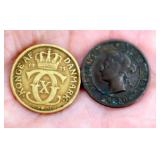 1925 Denmark 1 Krone &1887 Canada 7/7 1 Cent