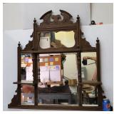 Antique Mirror Backed Wall Curio Shelf