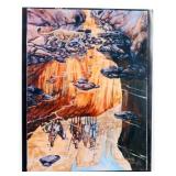 American Indians on Cliff Art Print Signed Number
