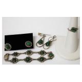 Matching Silver Bracelet w 2 Pairs Earrings
