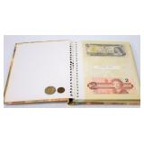 Scrap Book w Currency, Coins & Stamps