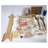 Wood Crafting Lot w Arrow Signs, Doll House Pieces