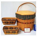 3 Longaberger Handwoven USA Baskets