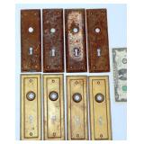 Antique Door Plates w Keyholes - 4 Brass