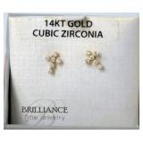 14K Gold & CZ Earring Crosses Made in USA