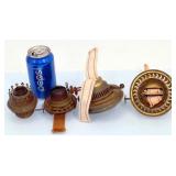 4 Antique Duplex Brass Oil Lamp Burners