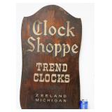 34" Tall Wood Clock Shoppe Sign