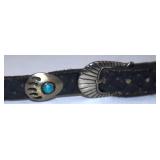 Navajo Bear Paw Turquoise Sterling Hatband