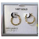 14K Gold Hoop Earrings New Made in Israel