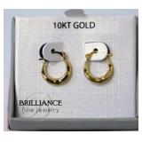 10K Gold Small Round Ribbed Hoop Earrings