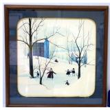 Amish Folk Art Original Watercolor by B Rodriguez