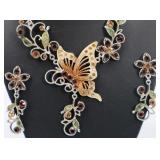 Jewelry Set - Butterfly w Crystal Gemstone