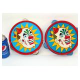 2 Vintage Clown Tambourines w 70
