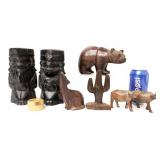 Lot of Small Hand Carved Wood Figurines
