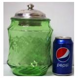 Antique Vaseline Biscuit Jar w Lid Bartlett