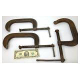 3 Large Industrial C Clamps 6"