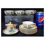 Antique Japan China Tea Set 4 Cups, 7 Saucers