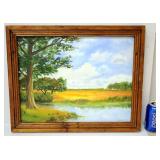 Original Signed Oil Landscape Painting of Lake