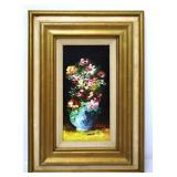 Original Oil on Canvas Painting of Flowers in Vase