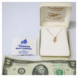 Black Hills Gold Necklace w Cross Ori Box & Papers