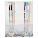 Pair Tiffany Lead Crystal Candle Holders Unused