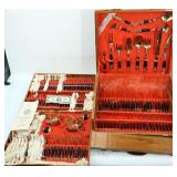 Large Vintage Rosewood & Brass Siam Flatware Set