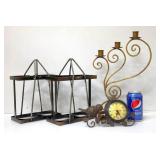 Metal Home Decor w Cast Iron Bird Clock