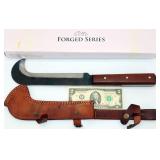 16" Carbon Steel Billhook Machete w Leather Case