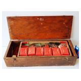 Vintage Erector Set Original Wood Box Lots Inside