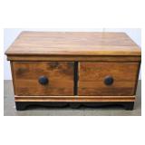 Small Wood Storage Chest w Pull Out Drawer