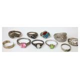 10 Costume Rings w Vintage Turquoise+