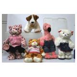 5 Build-A-Bear Dolls - Bear, Cat, Dog, Flamingo