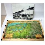 1931 Photo of Aurora Bridge w Seattle Kroll Map