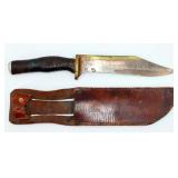 Hand-Made Fighting Knife w Brass & Sheath