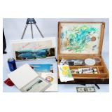 Vintage Art Supplies, Box & Table Easel