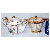 2 Sadler English Tea Pots w Gold 2094 & 1459