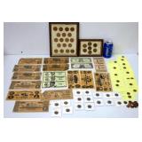 Misc Collection Coins, Novelty Bills, medals +