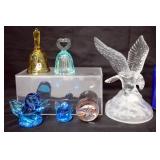 Art Glass w Fenton Bells, Birds, Paperweight