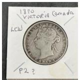1870 Canadian Victoria Silver 50 Cent Piece