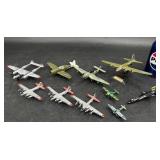 10 Diecast Airplanes, Assorted Sizes & Models