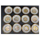 12 Japanese Floral Calendar Chokin Plates