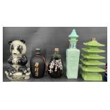 5 Vntg Whiskey & Sake Decanters ï¿½ Ezra Brooks +