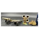 Vntg Auburn Rubber Toy Soldiers, Cannon & Cycle