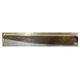 Large Vintage Logger Saw w Wooden Handle