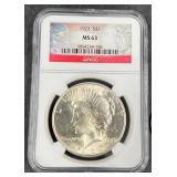 1923 Peace Silver Dollar Coin NGC-MS63