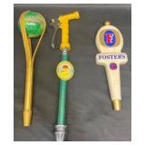 3 Vntg Beer Tap Handlesï¿½Anheuser, Sunrye, Foster's